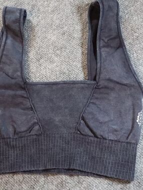 Free People Ribbed Bralette Womens Medium Charcoal Gray Stretch Lounge Crop Top